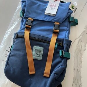 Topo Designs Navy and Tan Backpack